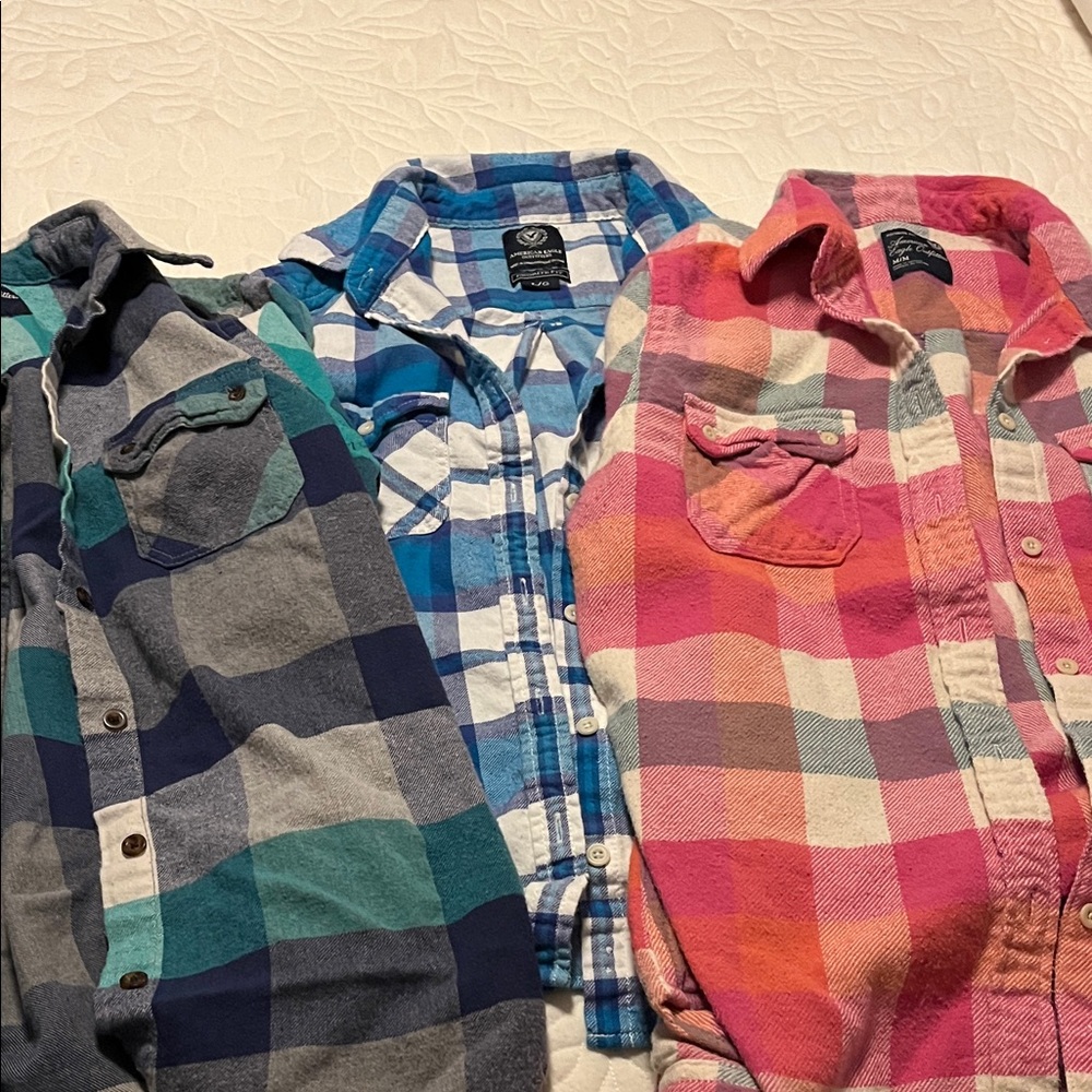 3 American Eagle Outfitters Flannel Shirts